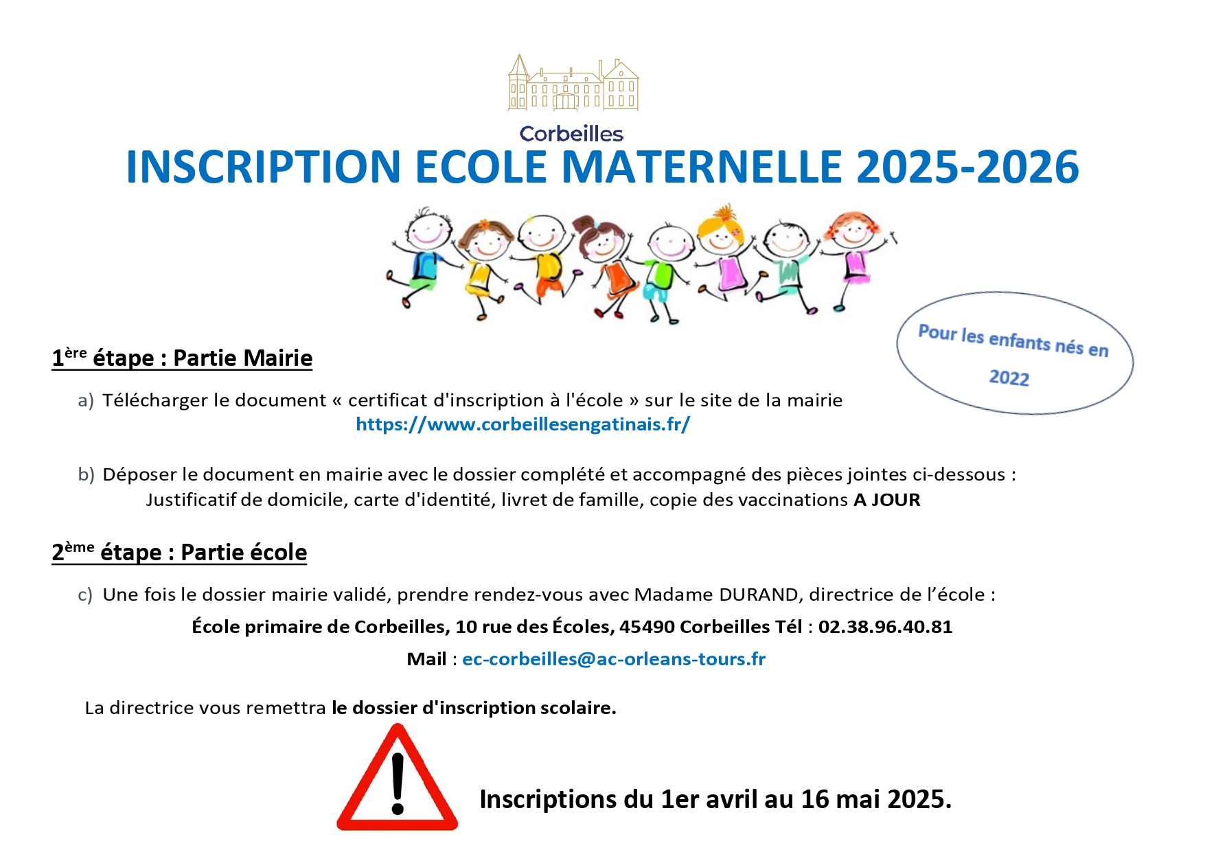 Affiche inscription PS 2025