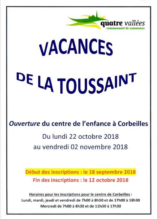 vacances de la toussaint